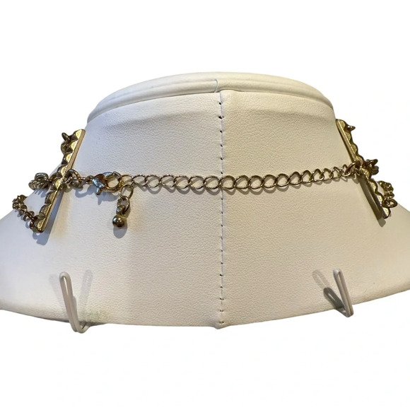 Long Gold-Tone Multi-Strand Layered Geometric Statement Necklace 20” Elegant - Picture 8 of 8